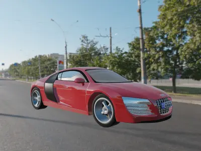 Low Poly Car 3D model audi sports street Free low-poly 3D model