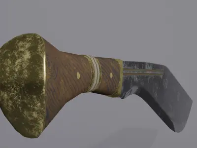 Kukri knife with wooden handle Free low-poly 3D model