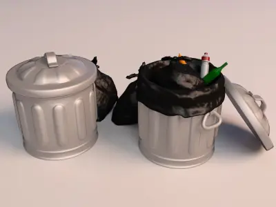 Cartoon Trash Can 3D model purchase