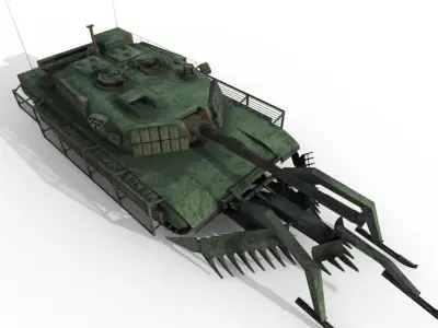 Tank Abrams MinePlow Extra Defense Green Low-poly 3D model