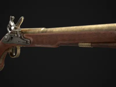 Flintlock Pistol Game Ready Low-poly 3D model