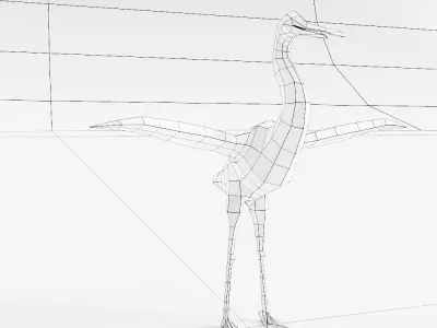 Crane bird low poly 3d model Low-poly 3D model