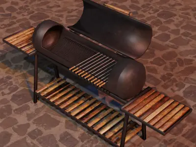 Brazier from a gas cylinder Low-poly 3D model