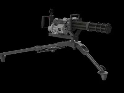 M134 Minigun Tripod Mounted Clean Low-poly 3D model