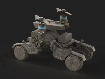 Tactical Wheeled UAV with Dual Propeller Lift System Low-poly 3D model