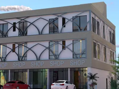 Modern Mixed Use Commercial Building A23 DWG SketchUp 3D model