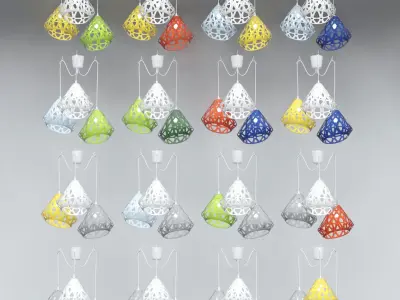 Three-colored chandelier ZAHA LIGHT Free 3D model