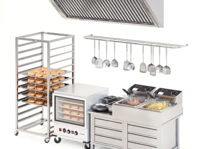  Commercial Kitchen Set 01 3D model