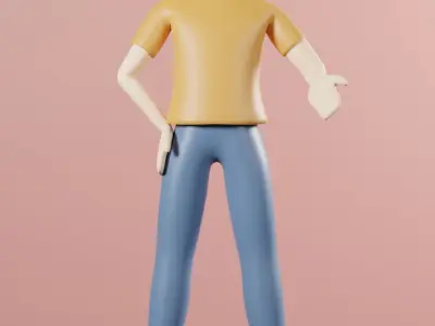 Cartoon Character Young Man Rigged Low-poly 3D model