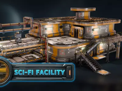 3DT Sci-Fi Research Facility Modular Pack Low-poly 3D model