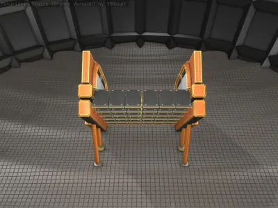 Sci-Fi Stairs - 24 - Orange Version Low-poly 3D model