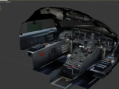 CRJ 200 Virtual cockpit Low-poly 3D model