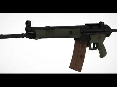 HK 33 Assault Rifle Low-poly 3D model