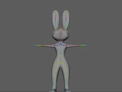 Cartoon Rabbit Rigged Base Mesh 3D Model Low-poly Low-poly 3D model