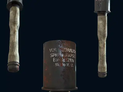 Stick  Hand Grenade Bomb Gaming Model  Low-poly 3D model