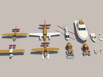 Loader Planes Boats collection Low-poly 3D model