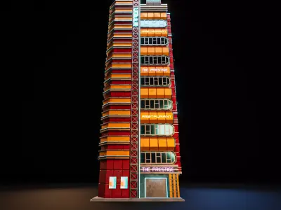 SCIFI CYBERPUNK FUTURISTIC NEON SKYSCRAPER 06 Low-poly 3D model