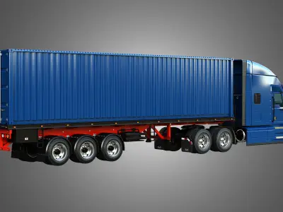 Anthem 64T with 3-Axle Container Trailer 3D model