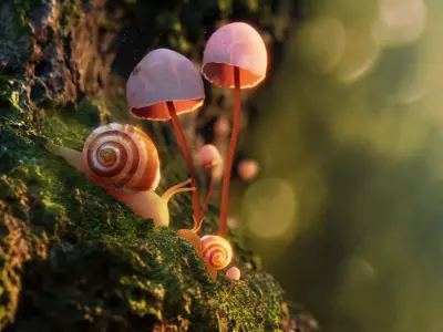Snail with shell rigged 3D model