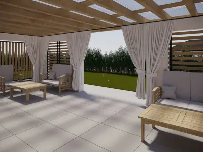  Wooden Alcove in Garden House 3D model
