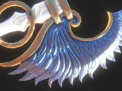 Holy Battleaxe Low-poly 3D model