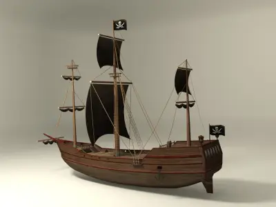 Pirate vessel ship Low-poly 3D model