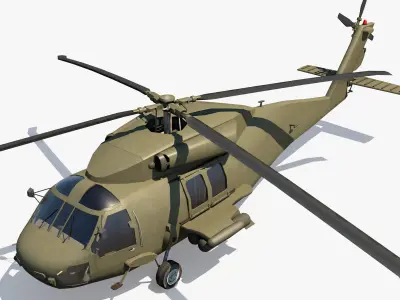 Military Helicopter - Black Hawk  Low-poly 3D model