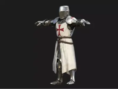 Templar Knight Rigged Low-poly 3D model