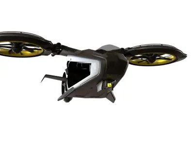 Scifi futuristic security helicopter Low-poly 3D model