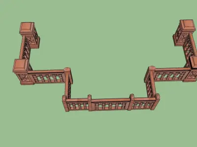 indian jodhpuri stone railing with balester 3d modal Low-poly 3D model