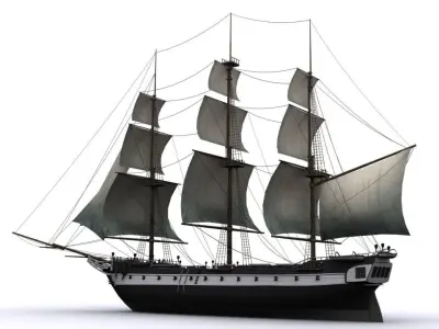 Warship corvette Low-poly 3D model