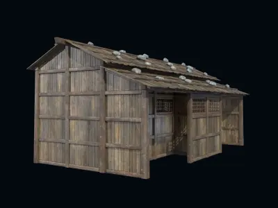 ASIAN JAPAN ORIENTAL INDUSTRIAL CITY BUILDING HOUSE COLLECTION Low-poly 3D model