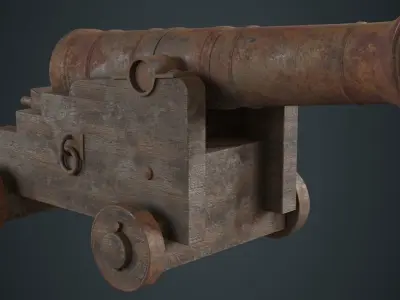 Vessel Cannon 1C Low-poly 3D model