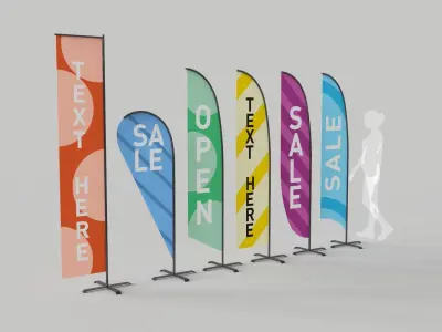 Banner Commercial Flags Low-poly 3D model