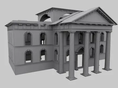 Mausoleum building with columns and arches 3D model