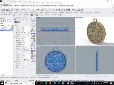 Aztec Calendar Pendant with 20 stones 3D print model