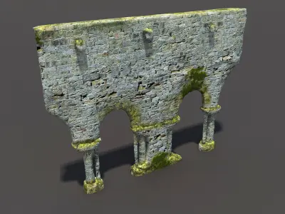 English Castle Ruin 4 Low-poly 3D model