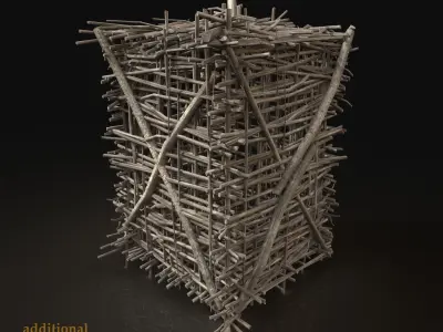 Next Gen AAA Animal Cage made of sticks Low-poly 3D model