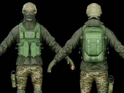 Infantry Army Soldier Full Tactical Armor Low-poly 3D model