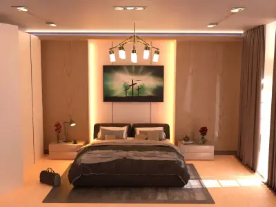 Bedroom Interior Scene Free low-poly 3D model