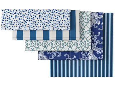 Roman Curtains 58 Loom Decor Blue only 3D model