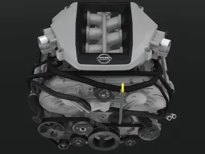 Nissan GTR 2010 VR38DETT engine Low-poly 3D model