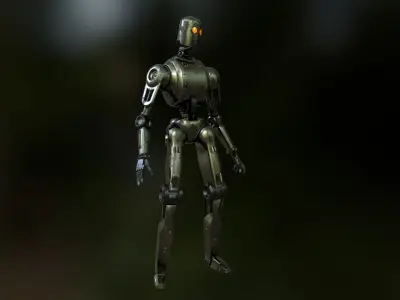 Robot Retro Low-poly 3D model