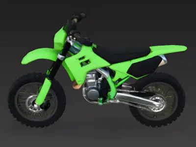 Stylized Cartoon Dirt Bike Green Motorcycle 3d model Low-poly 3D model
