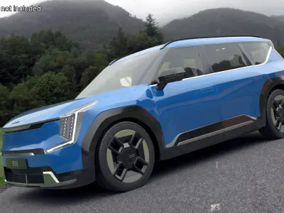 KIA EV9 SUV Ocean Blue 3D model