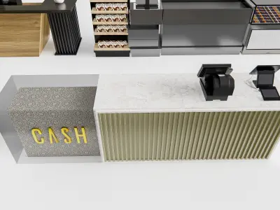 Supermarket Shop Store Elements checkout counter 6 3D model