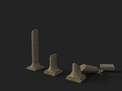 Broken Columns Set Low-poly 3D model