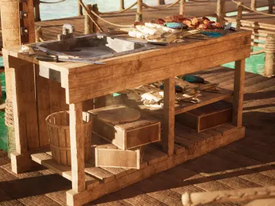 Fishing Dock 35 Assets Low-poly 3D model