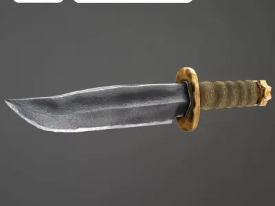 Old Knife 3D Model Low Poly PBR Low-poly 3D model