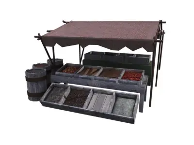 Bazaar stand with bottles 3D model